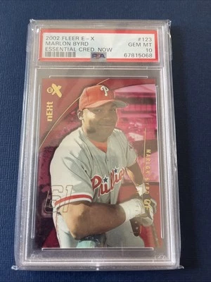 2002 MARLON BYRD E-X Essential Credentials NOW #/123 PSA 10 Pop 1 только 1 - Изображение 1 из 2