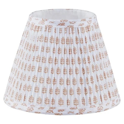 Pantalla de lámpara Uno plisada de tambor floral marrón 5x9x7, montador Uno, repuesto, tela Foto 1 de 4