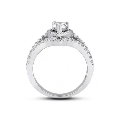 2 1/4ct D VS2 Pear Shape Natural Diamonds 14kw Gold Halo Sidestone Ring - Image 1 of 4