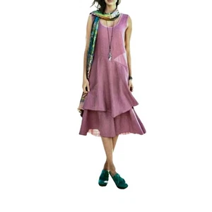 Sundance Hazy Isles Tiered Lavender Linen Sleeveless Dress Size Medium - Picture 1 of 6