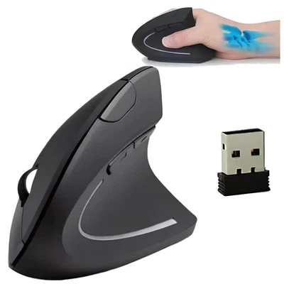MOUSE VERTICALE WIRELESS ERGONOMICO POLSO TUNNEL CARPALE 6 TASTI DPI REGOLABILI - Immagine 1 di 4