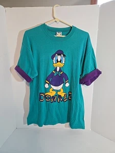 Vintage Donald Duck T Shirt Mens L Green 90s Disney Shirt, Made USA - Picture 1 of 10