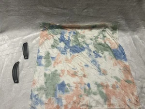 Blanco azul, rosa, tie-dye, cabeza suave bufanda de pelo 2 clips de plátano negro - Imagen 1 de 3