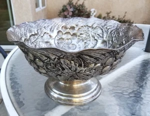 Vintage handgehämmerte Silber Weinkühler Schüssel | verzierte Weinrebe | Indien Handarbeit - Bild 1 von 14