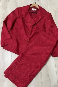 Emily rot Satin Jacquard Tasche Jacke & Rock Anzug Set Gr. 18 - Bild 1 von 9
