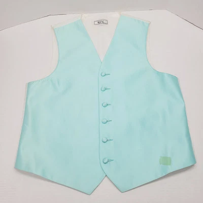 After Six Formal Vest Robbins Egg Blue Satan Wedding Prom Mens Size Medium - Image 1 of 4