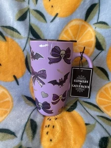 Cobwebs & Cauldrons Matte Purple Bow Heart Bat Skull Mug Halloween Tj Tk Maxx - Picture 1 of 4
