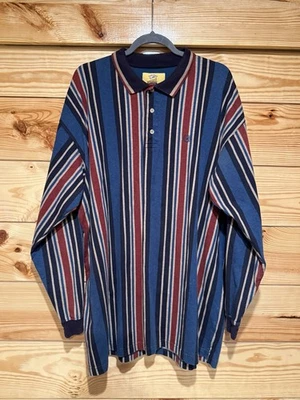 Vintage Long Sleeve Henley Duck Head Striped Shirt Men 2XLT 90s 100% Cotton - Image 1 of 4