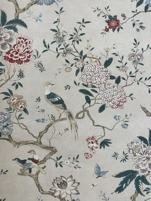 GP & J Baker 东方鸟类签名面料 3 3/8 码亚麻 — 第 1/4 张图片