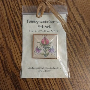 Pennsylvania German Folk Art Handcrafted Fine Art Pin - Picture 1 of 2