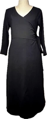 Isabella Oliver Maternity Black Wrap Dress 3/4 Sleeves V-Neck Size 6 - Image 1 of 4