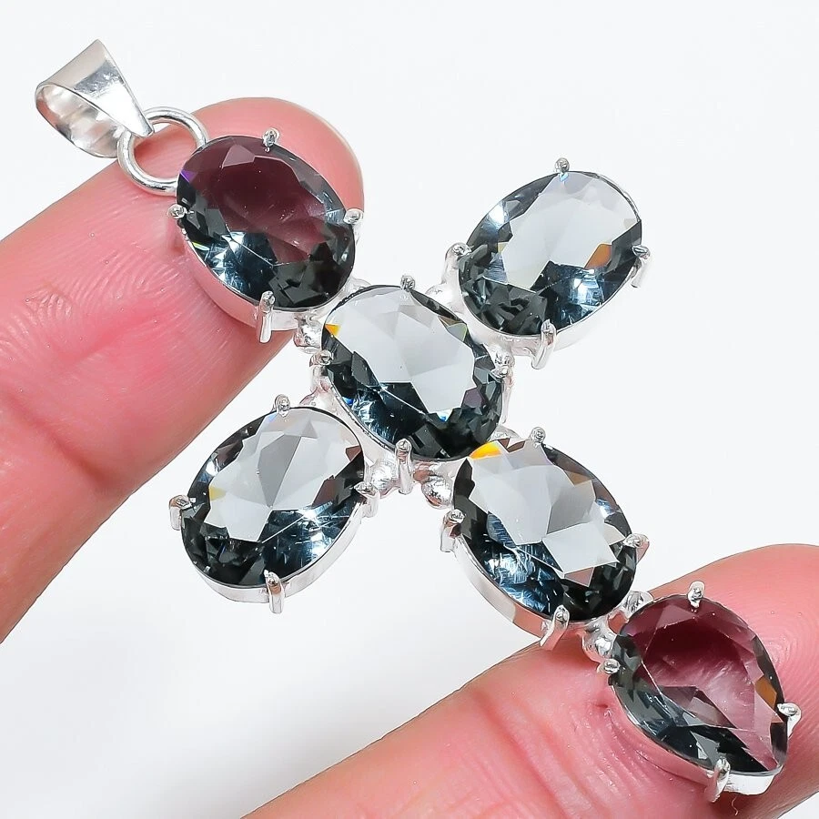 Alexandrite Gemstone Handmade 925 Sterling Silver Jewelry Pendant Sz 2.6" - Image 1 of 1