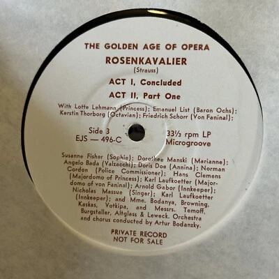 ROSENKAVALIER EJS 496 THE GOLDEN AGE OF OPERA PRIVATE RARE VTG #28 Foto 1 de 2