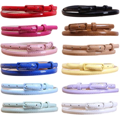 Women Solid Slim Skinny Belt Long Buckle Faux Leather Corset Dress Waistband - Image 1 of 3