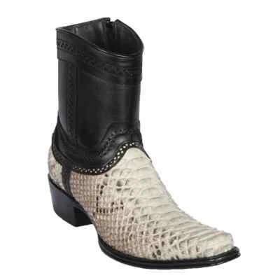 Los Altos NATURAL PYTHON SNAKE Ankle Boot SQUARE Toe Side Zipper EE 76B5749 - Image 1 of 2