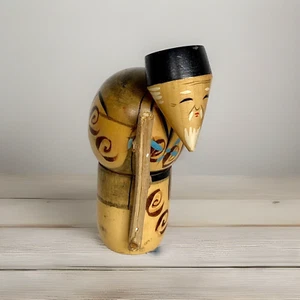 Bambola Kokeshi in legno vintage; vecchio/nonno - Hajime Miyashita, Giappone alta 5-1/4" - Foto 1 di 14