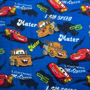 Disney Pixar CARS Cotton Quilt Fabric Lightening McQueen Mater Blue Material #72 - Picture 1 of 4