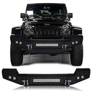 Vijay For 2007-2024 Jeep Wrangler New Full Width Front Bumper with LED Lights - Picture 1 of 8