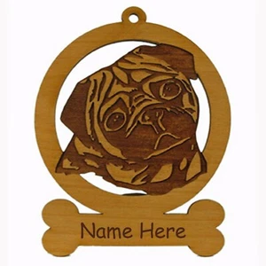 Pug Head Ornament 083760 Personalized With Your Dogs Name - Picture 1 of 1