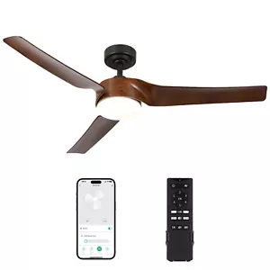 VONLUCE 132cm52" Modern Ceiling Fan w Light 6-Speed Reversible Motor Low Profile - Picture 1 of 52