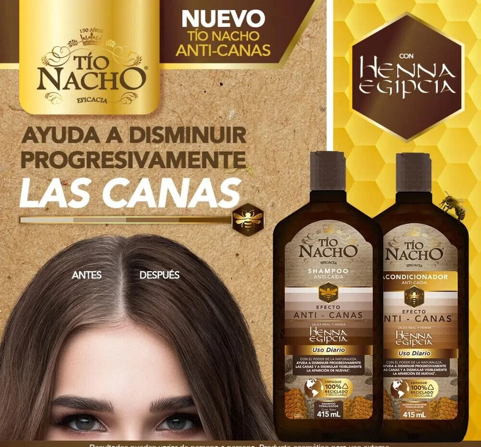 TIO NACHO SHAMPOO Y ACONDICIONADOR ANTI CANAS 2pk 415ml each - Image 1 of 1