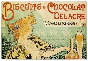 Chocolate Advert - Vintage Framed Print - Art nouveau Canvas - (36" x 24") - Foto 1 di 5