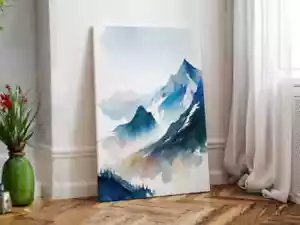 Nature Painting Mountain Blue Fine Art Unframed Canvas Print Australian Wall Art - Foto 1 di 4