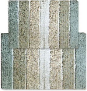 Chardin Home Cordural Stripes Bath Mat, Set of 2 Bath Rugs (17 Inches X24 Inches - Picture 1 of 12