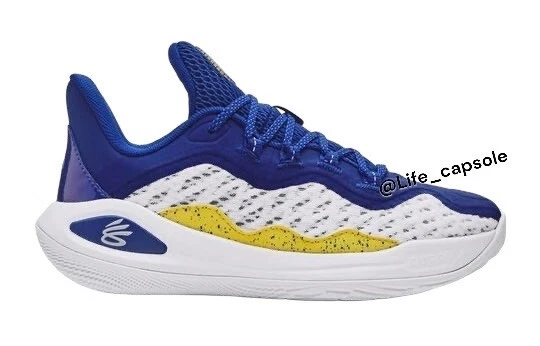 New Size 7Y Under Armour Curry 11 Basketball Shoes Blue Yellow 3026619-100 Dub - Image 1 of 4