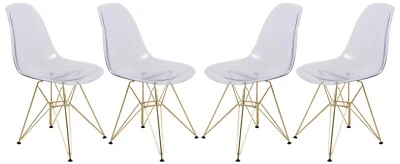 Cresco современный обеденный стул литой боковой стул с золотым основанием набор из 4 - Изображение 1 из 2