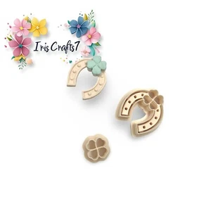 Horseshoe with Clover Polymer Clay Cutters - Earring Making - Ceramic Tools - Picture 1 of 7