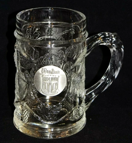 DUKE University NCAA 16oz. Mug Cup Embossed Glass Detailed Pewter Logo Cover