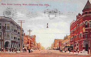 Main Street Looking West Oklahoma City OK 1909 postcard - Picture 1 of 2