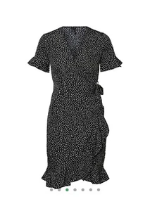 VERO MODA LADIES DOT PRINT WRAP OVER FRILL STYLE DRESS SIZE MED - Picture 1 of 5