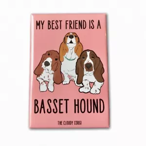 Basset Hound Dog Magnet Best Friend Hound Dog Cartoon Art Gifts and Home Decor - Picture 1 of 12