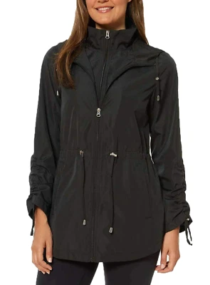 Brand New Jones New York Ladies Parka Rain Jacket Coat Black / Sand