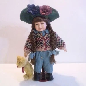 Boyd's Bears and Friends Karen Porcelain Doll with Teddy Bear - Picture 1 of 6