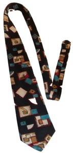 LONDON FOG Neck Tie with GEO ART DESIGN.Made in The U.S.A Silk Material - Picture 1 of 3