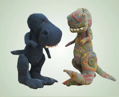 T Rex soft toy fabric dinosaur sewing pattern. 10" daft dino to sew (25cm) - Image 1 of 4