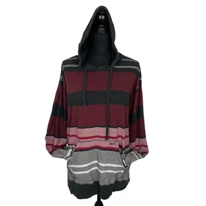 BILLABONG Men Pullover Hooded Sweatshirt Sz L Red Gray Beachy Casual 59-1 - Picture 1 of 12