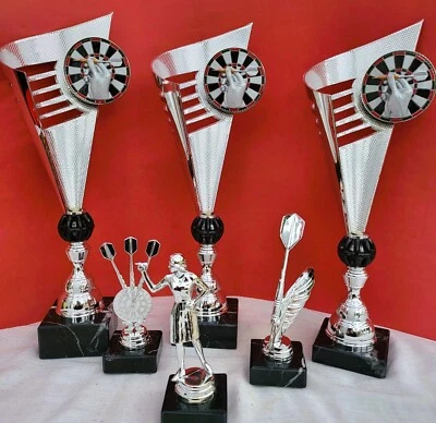 FDPOKALE Dart Pokal Komplettset Pokale Darts 6tlg inkl Gravur mit 3D Emblem
