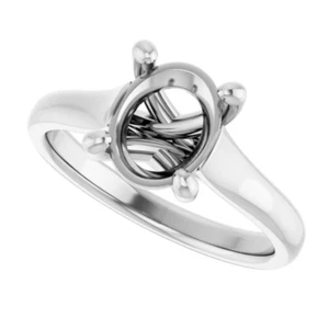 Oval Cut 9×7mm Platinum Setting Engagement Women Ring Claw-Prong Semi Mount Gift - Picture 1 of 6