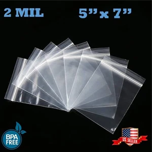 5" x 7" Clear Zip Seal Plastic Bags 2Mil Jewelry Pill Zipper Top Lock Baggies - Picture 1 of 7
