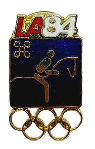 Los Angeles LA 1984 Olympische Spiele Reitsport Anstecknadel blau Emaille Piktogramm - Bild 1 von 2