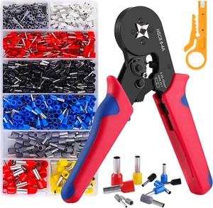 0.25-10mm² Crimping Plier Set with 1200 Wire End Connectors - Picture 1 of 5
