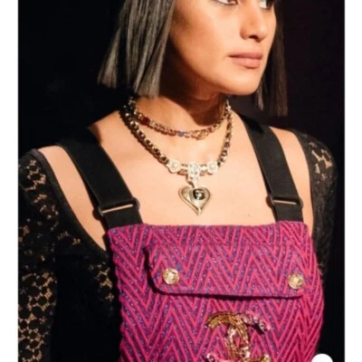 Chanel Metal Pearl Lambskin Crystal Necklace 21K - Image 1 of 4