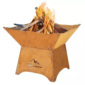 Aoodor 24" Fuoco da Esterno in Acciaio Corten Rustico con Supporto 12" Finitura Patina Ruggine - Foto 1 di 8