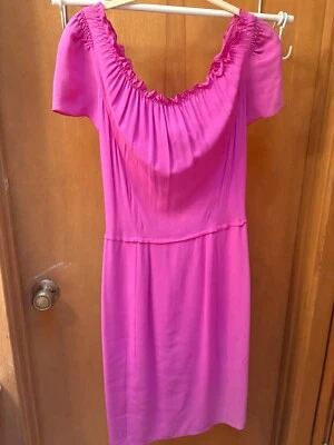 Nina Ricci Fuschia 100% Silk Dress Size 38 US 6 - Image 1 of 4