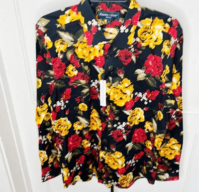 Paisley & Gray Slim Fit Black Roses Dress Shirt Nwt Size Large - Image 1 of 4