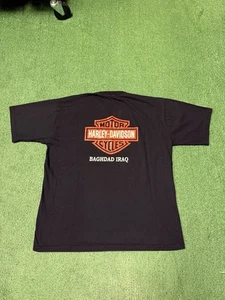 Camicia Vintage Harley Davidson Baghdad Iraq Uomo Taglia XL Nera Ricamata Biker - Foto 1 di 10